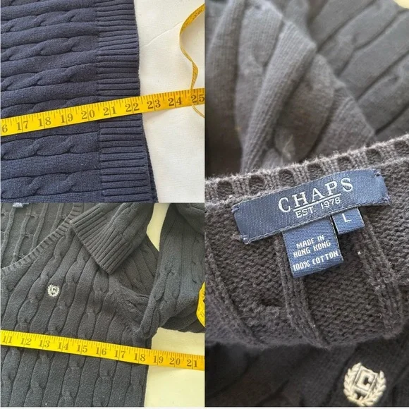 Chaps 100% Cotton cable knit V-neck sweater size Large. - Picture 8 of 8